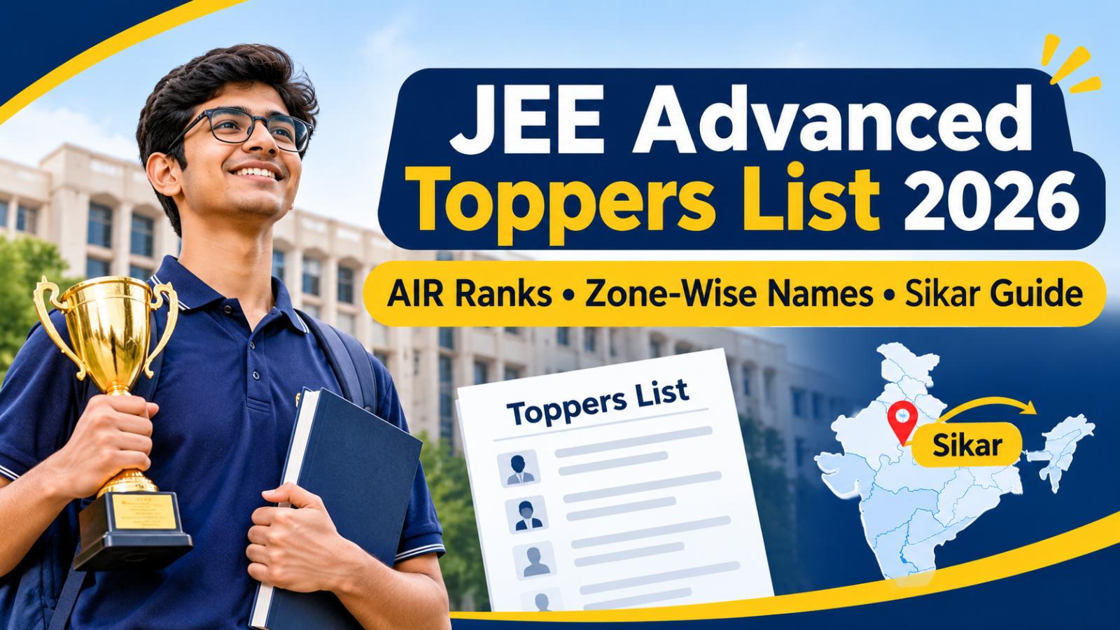 JEE Advanced Toppers List 2026: AIR Ranks, Zone-Wise Names and Sikar Guide